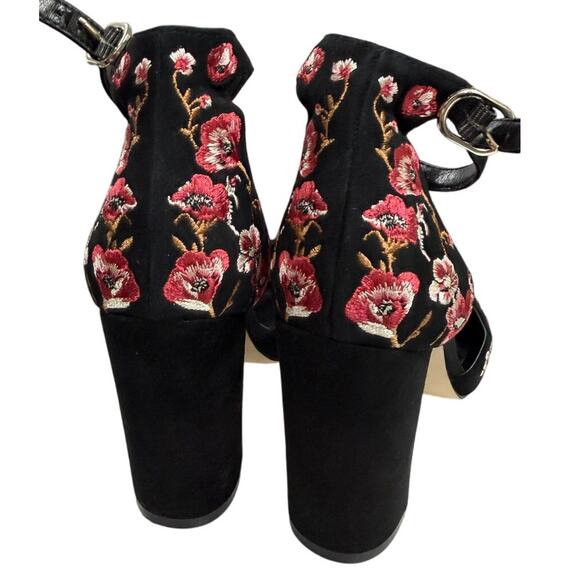 White House Black Market “Piper” Suede Embroidered Block Heel Shoes Size 7.5M - Picture 6 of 9